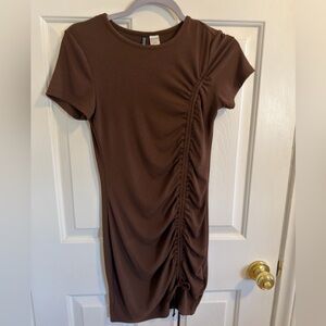 H&M Brown Ruched Dress